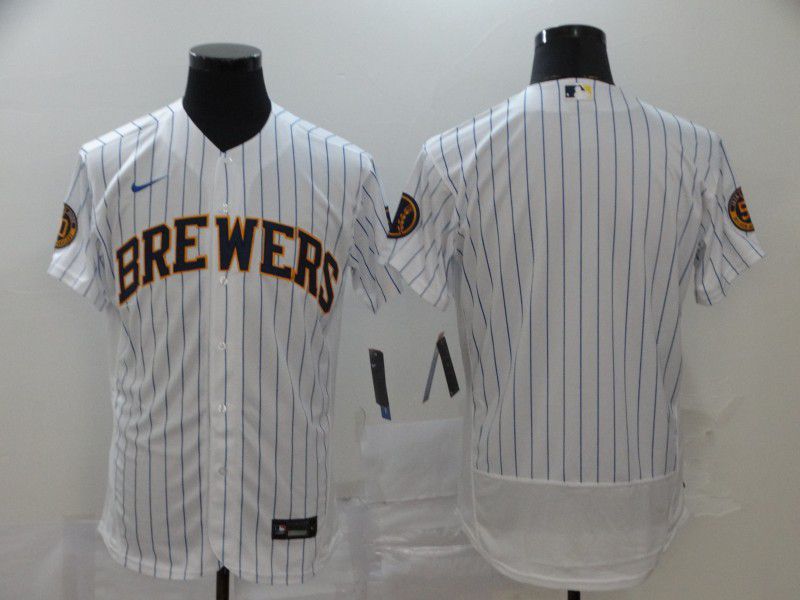 Men Milwaukee Brewers Blank White Nike Elite MLB Jerseys